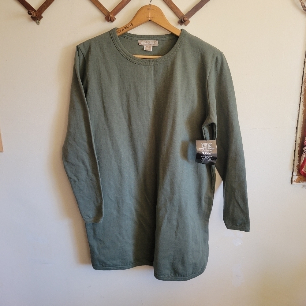 NWT Woman Within Sweatshirt Tunic Dress Fleece Lined Green Small